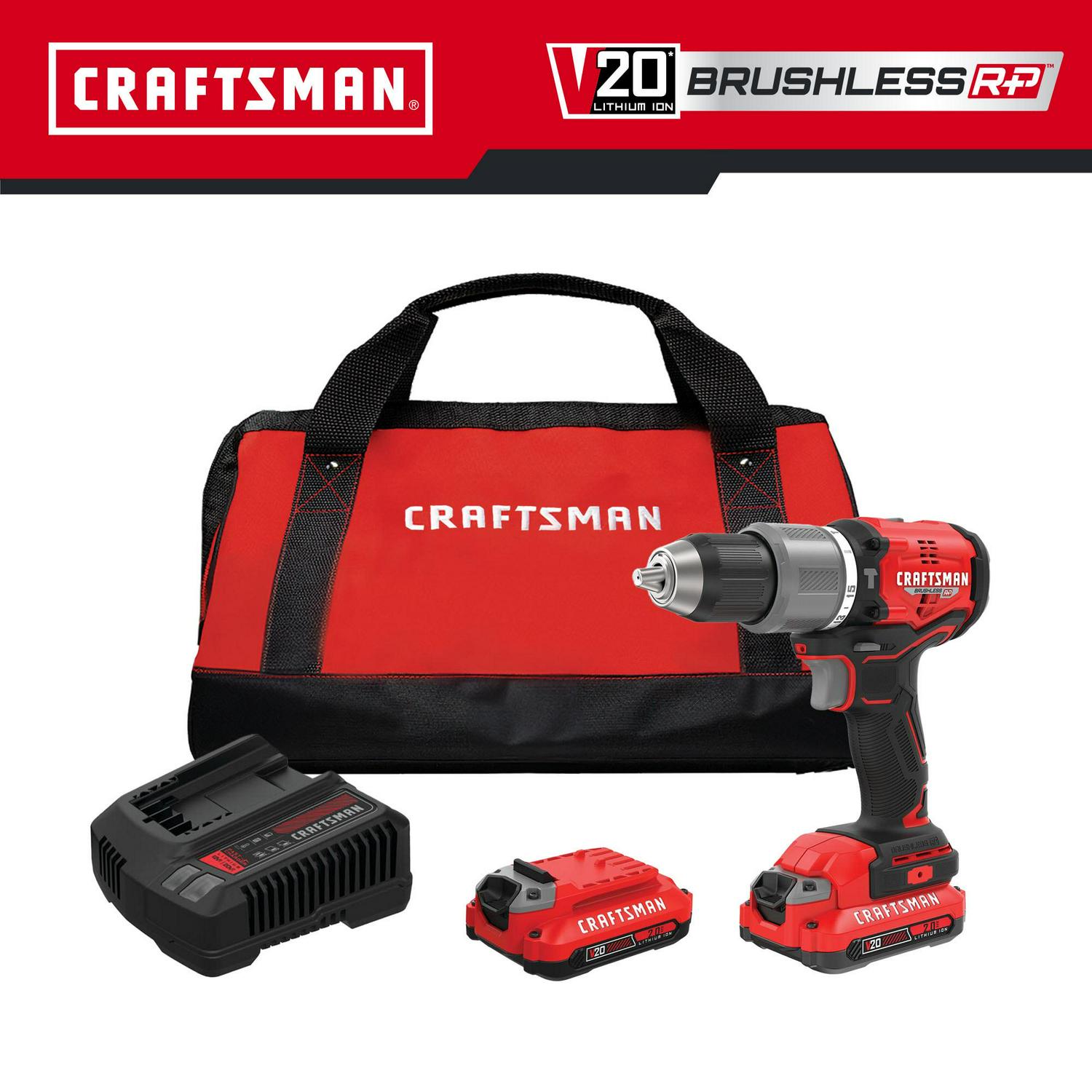 CRAFTSMAN V20 RP 1/2-in 20-volt Max Variable Speed Brushless Hybrid Cordless and Corded Hammer Drill (2-Batteries Included)