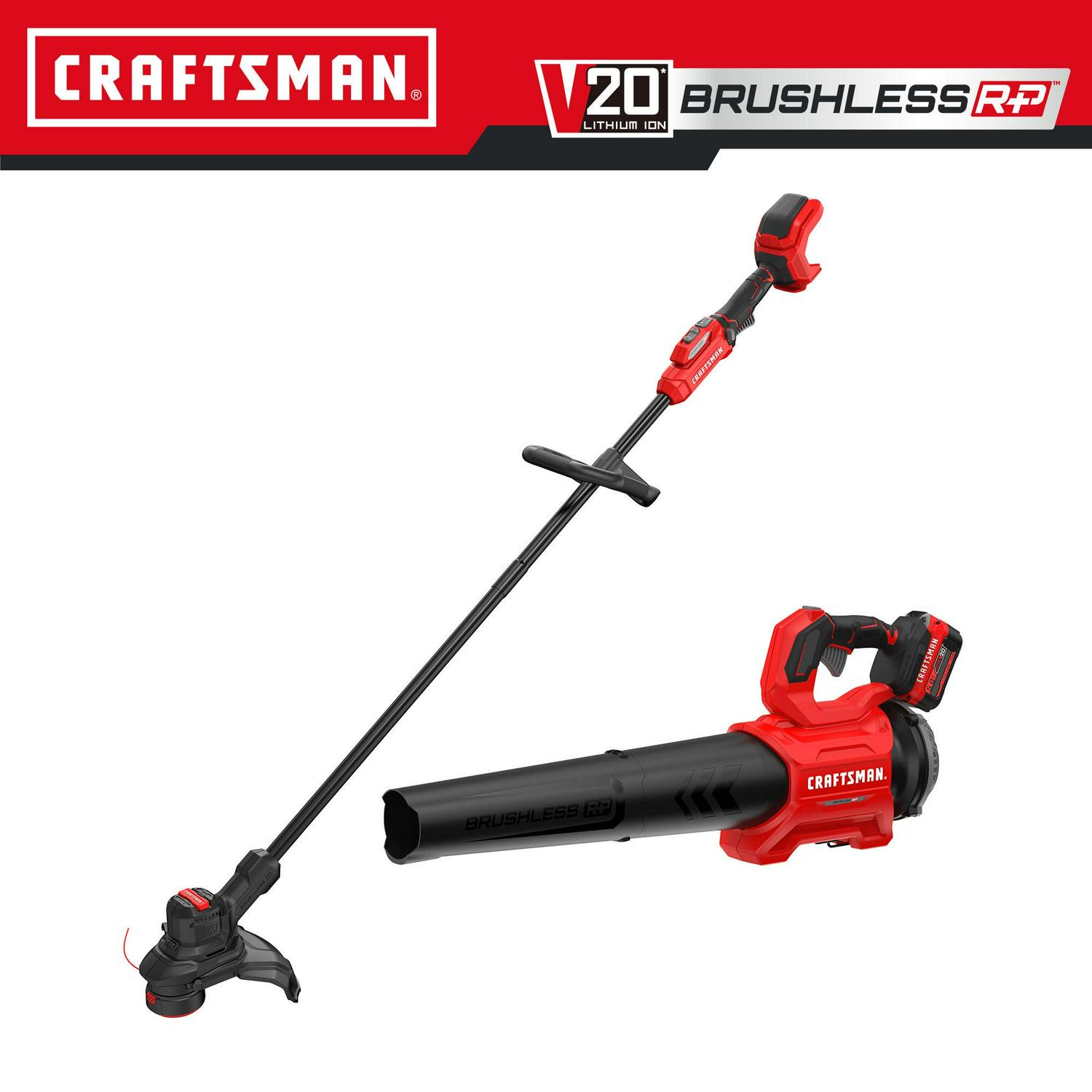 CRAFTSMAN Brushless RP 20-volt Max Cordless Battery String Trimmer and Leaf Blower Combo Kit (Battery and Charger Included)