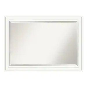 Amanti Art Craftsman White 41 in. x 29 in. Beveled Rectangle Wood Framed Bathroom Wall Mirror in White