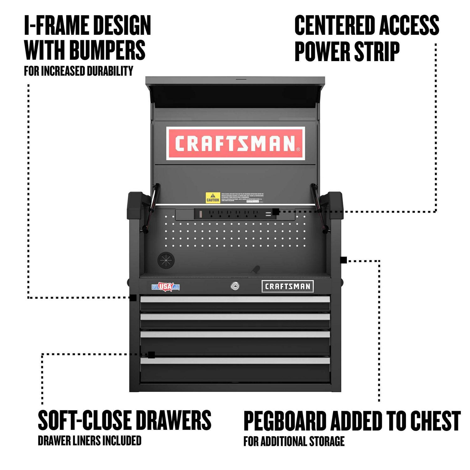 CRAFTSMAN 2000 Series 26-in W x 24.7-in H 4-Drawer Steel Tool Chest (Black)