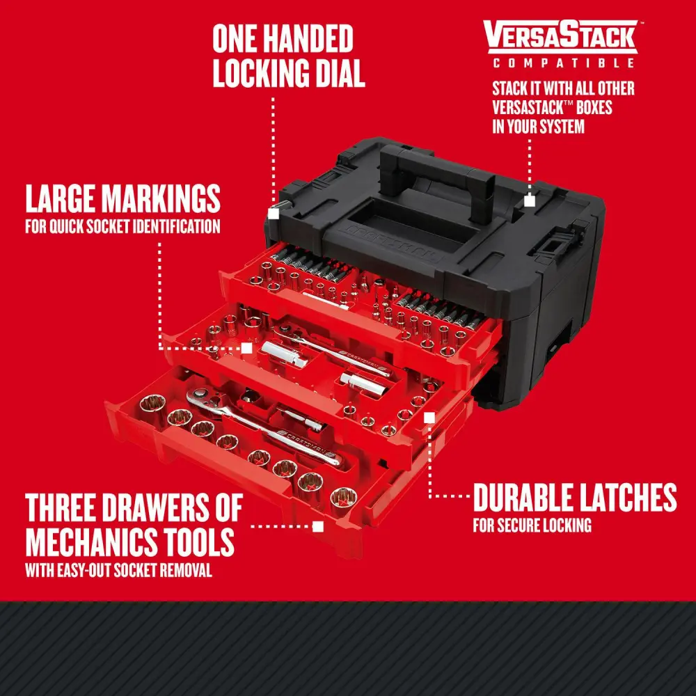 CRAFTSMAN 262-Piece Standard (SAE) and Metric Combination Polished Chrome Mechanics Tool Set with Hard Case