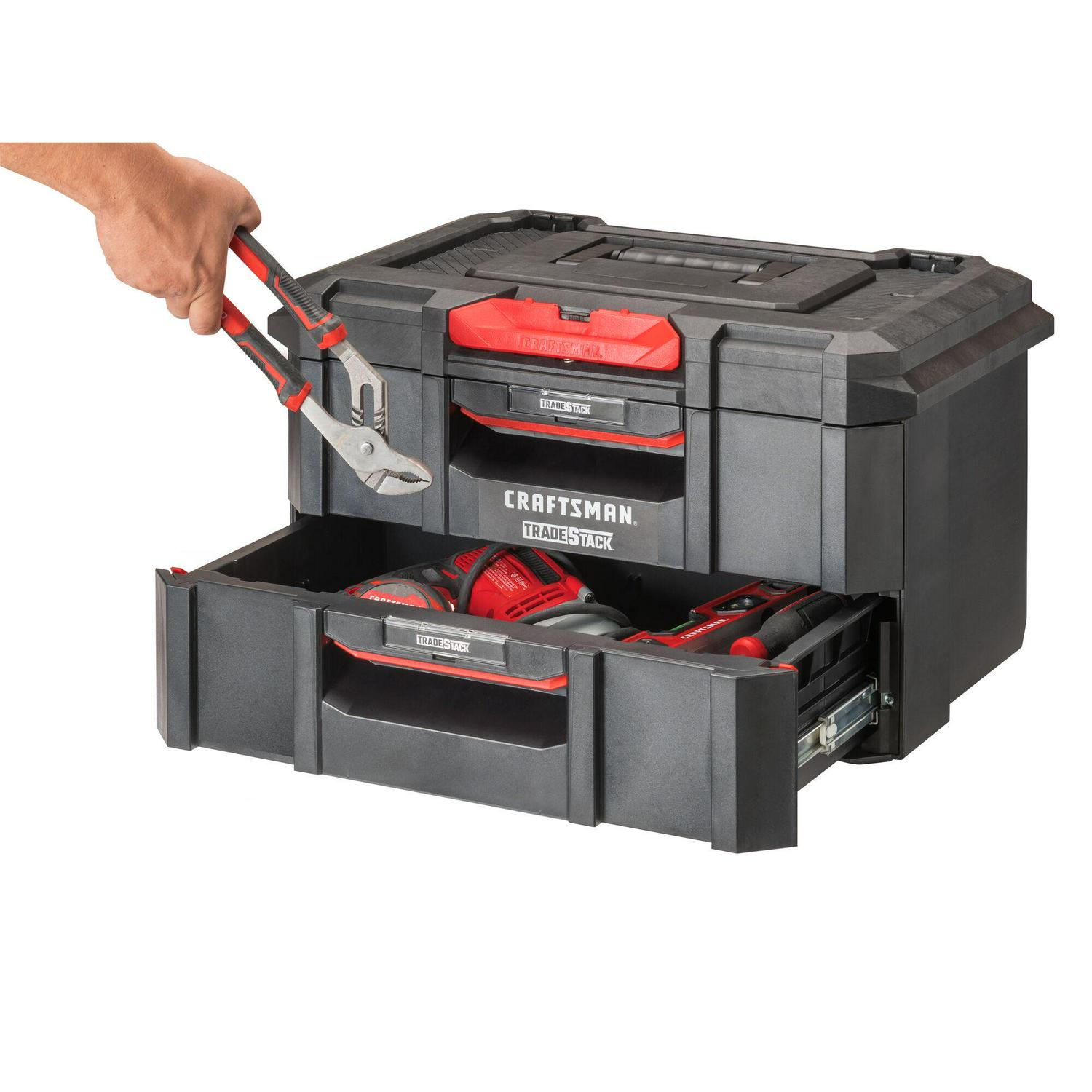 CRAFTSMAN TRADESTACK System 21.45-in Ball-bearing 2-Drawer Multiple Colors/Finishes Structural Foam Tool Box