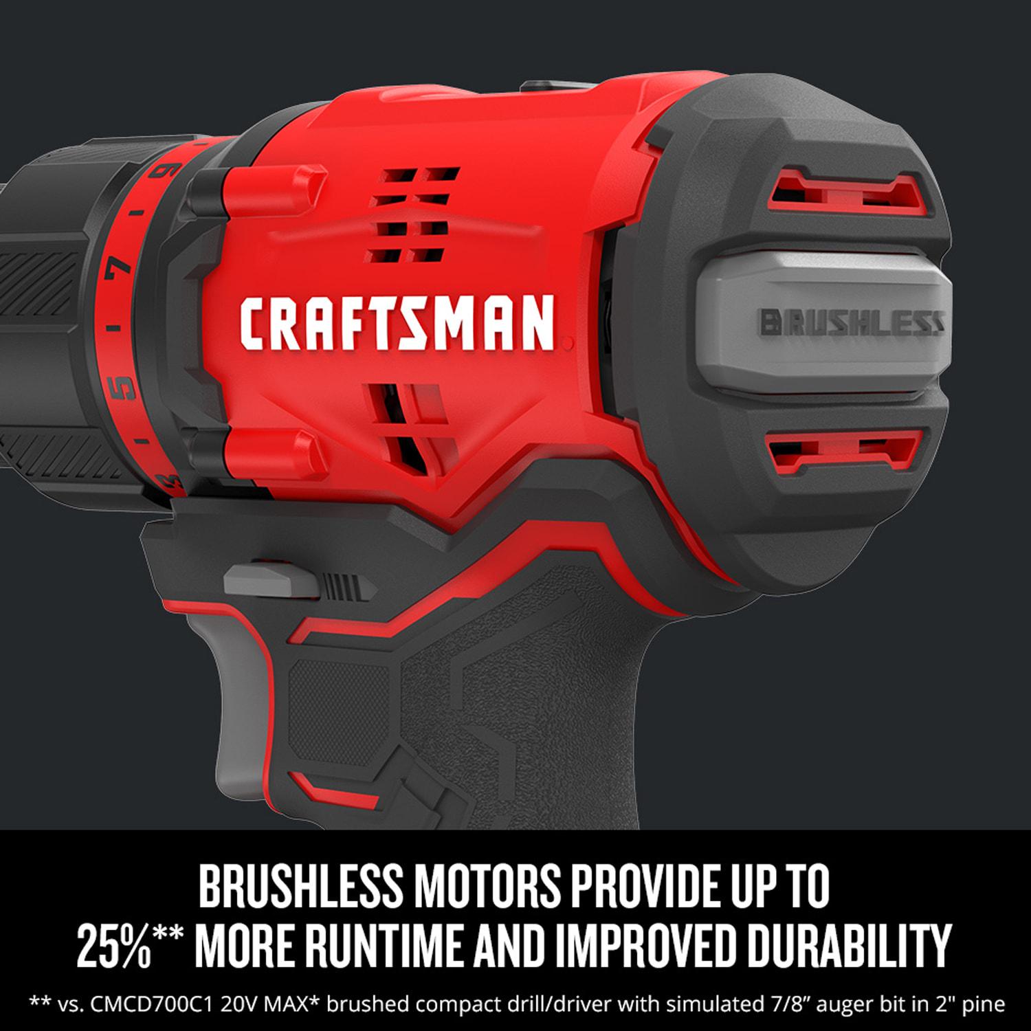 CRAFTSMAN 2-Tool Brushless Power Tool Combo Kit with Soft Case (2-Batteries Included and Charger Included)