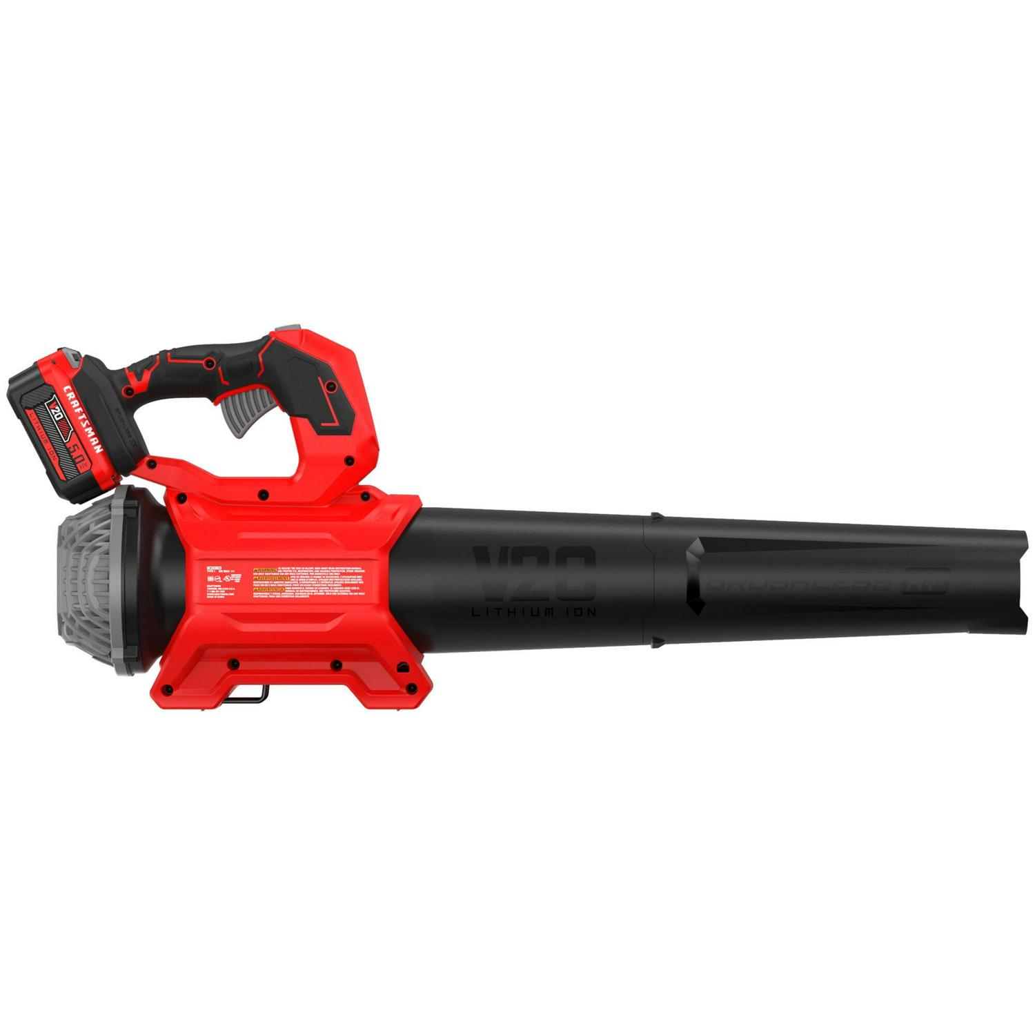 CRAFTSMAN V20 20-volt Max 410-CFM 110-MPH Battery Handheld Leaf Blower 5 Ah (Battery and Charger Included)