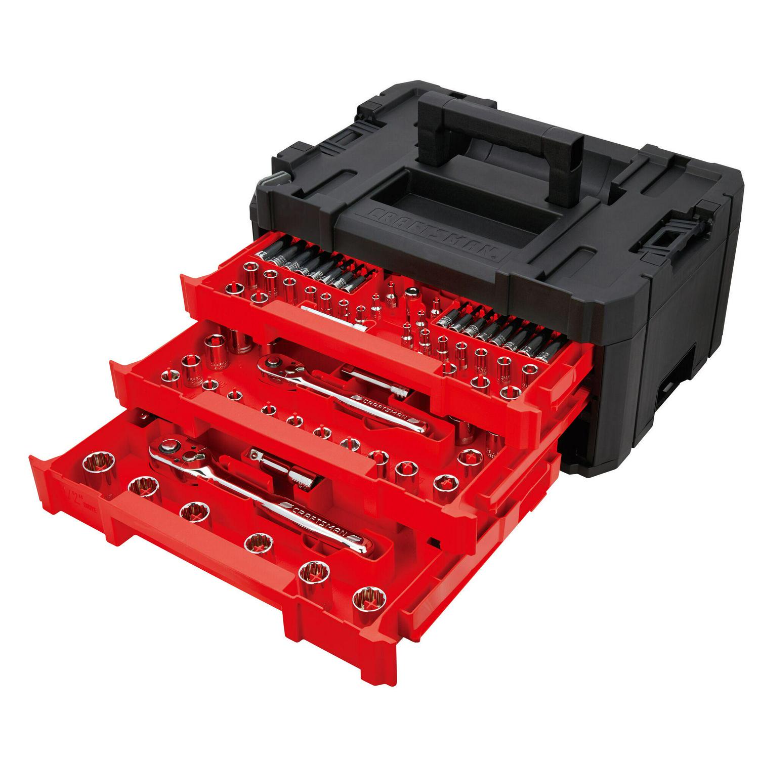 CRAFTSMAN 230-Piece Standard (SAE) and Metric Polished Chrome Mechanics Tool Set with Hard Case