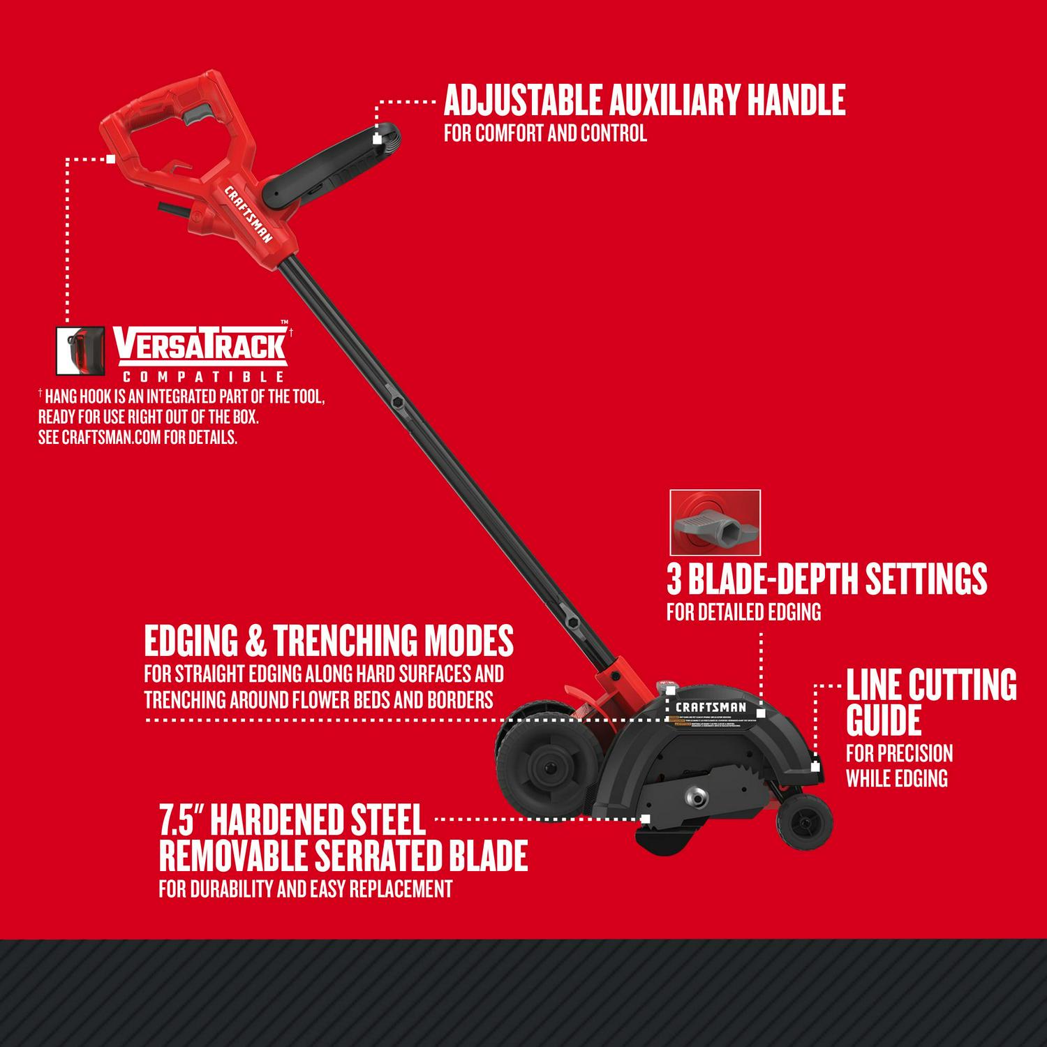 CRAFTSMAN 7.5-in Push Walk Behind Electric Lawn Edger