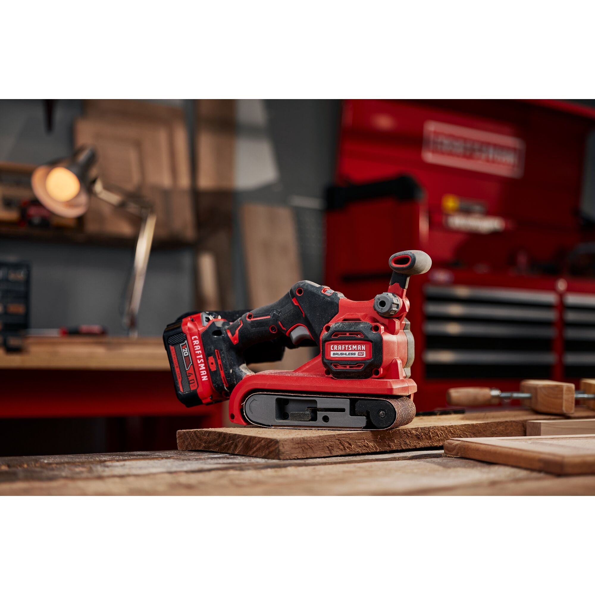 CRAFTSMAN 20-Volt Brushless Cordless Variable Speed Belt Sander with Dust Management