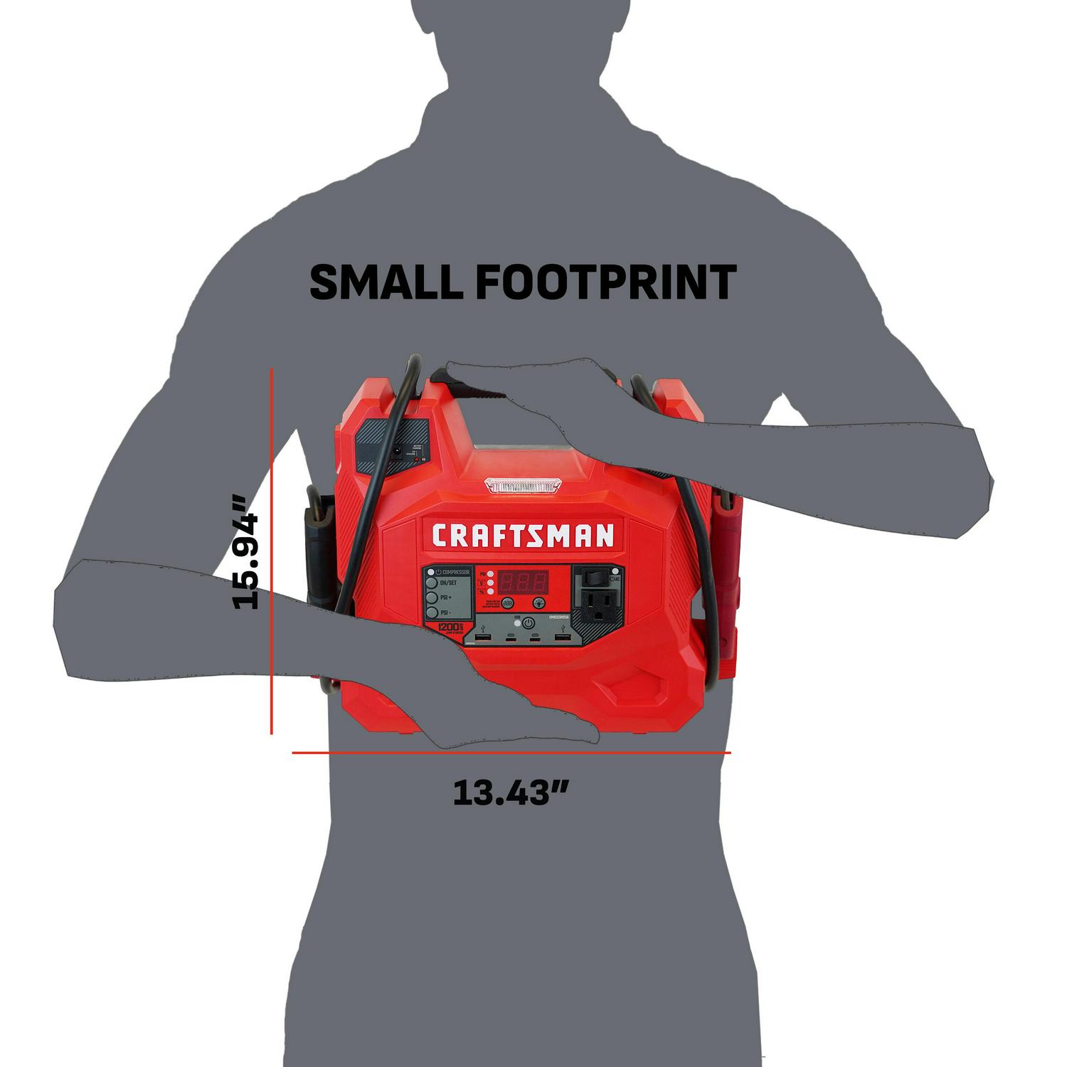 CRAFTSMAN 1200-Amp 12-Volt Portable Car Battery Jump Starter with Digital Display