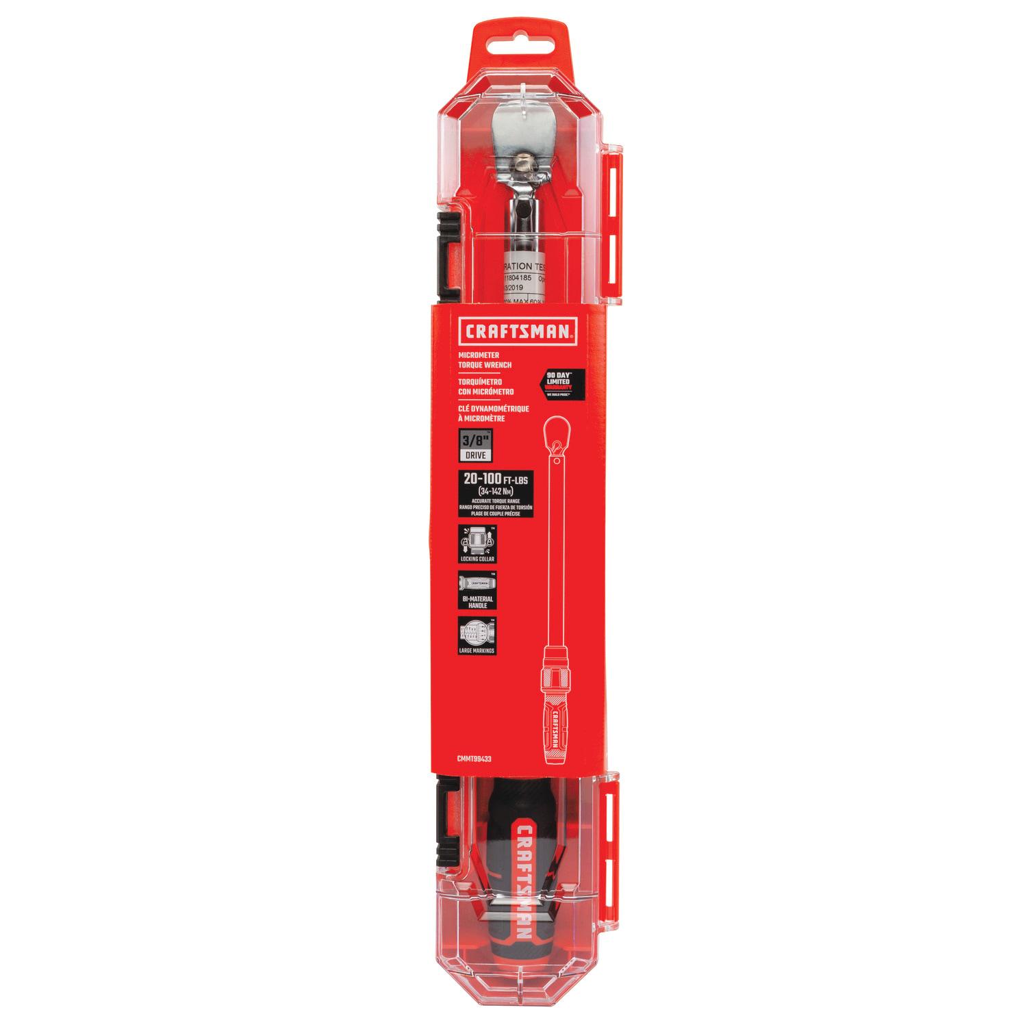 CRAFTSMAN 3/8-in Drive Click Torque Wrench (20-ft lb to 100-ft lb)