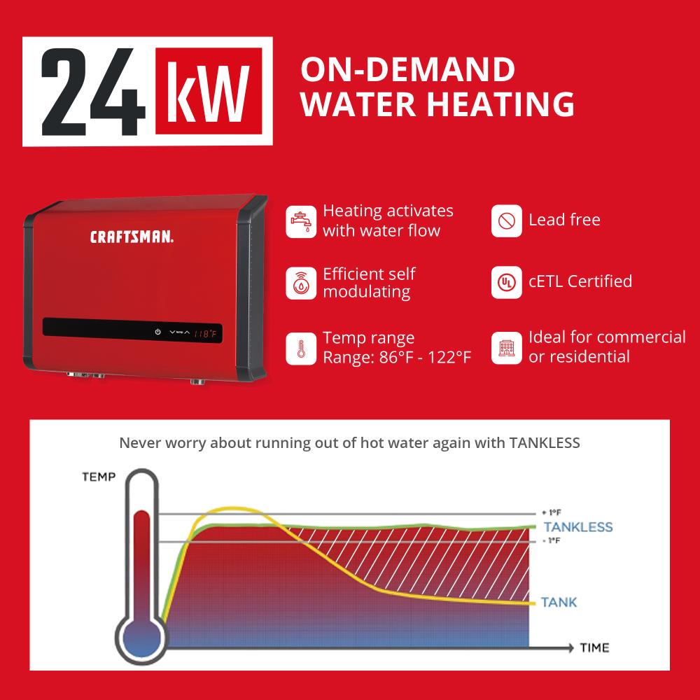 CRAFTSMAN 240-Volt 24-kW 4.8-GPM Tankless Electric Water Heater