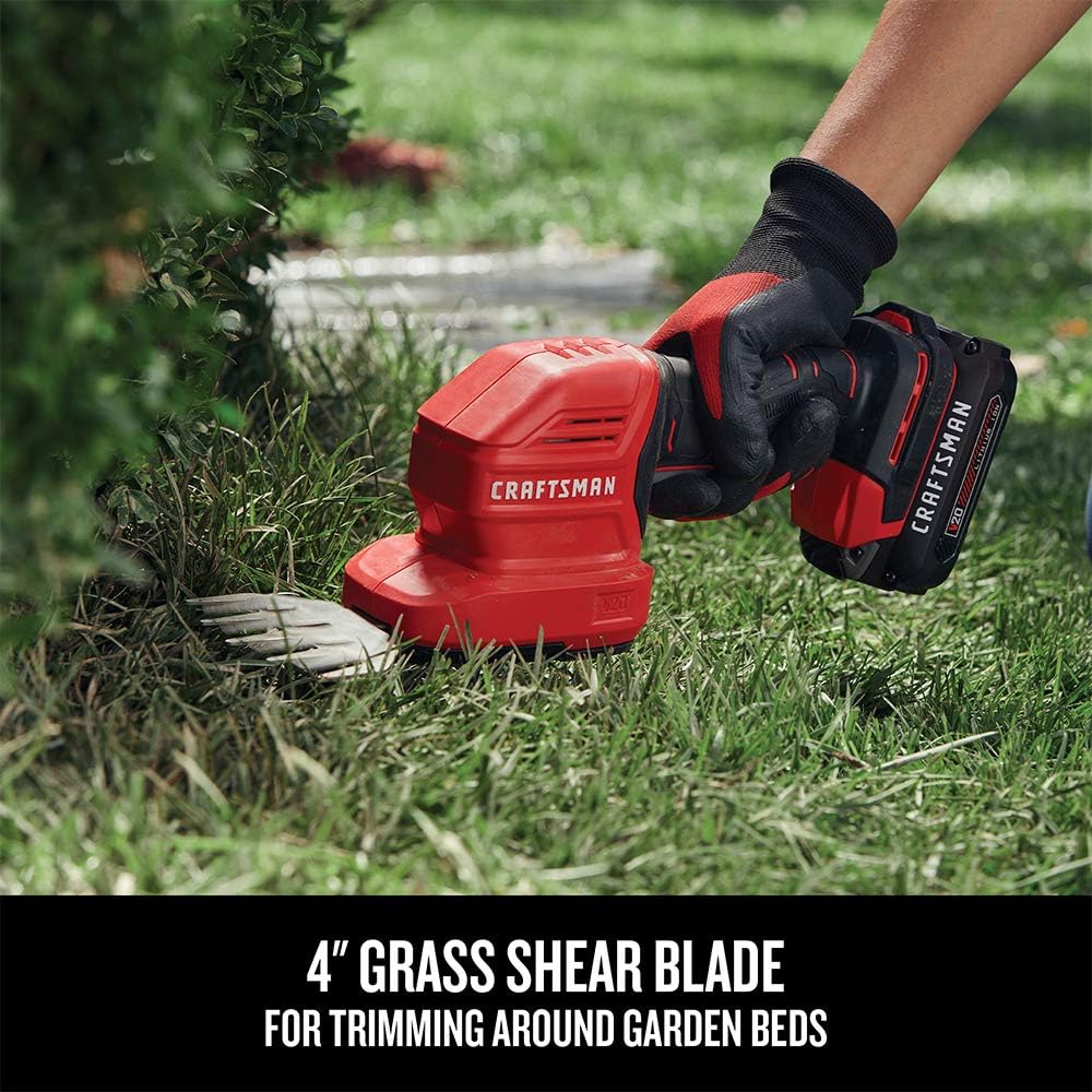 CRAFTSMAN V20 Cordless Handheld Grass Trimmer and Mini Hedge Trimmer Kit (CMCSS800C1),Red