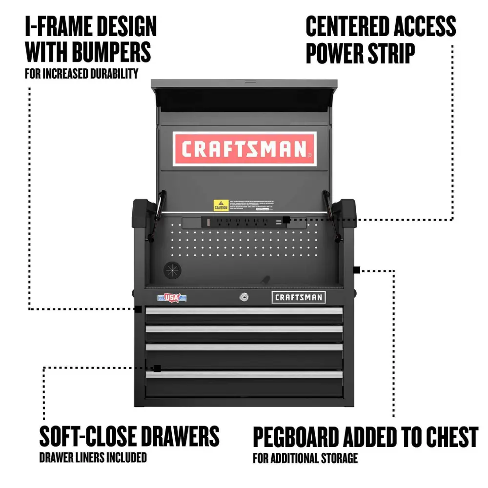 CRAFTSMAN 2000 Series 26-in W x 24.7-in H 4-Drawer Steel Tool Chest (Black)