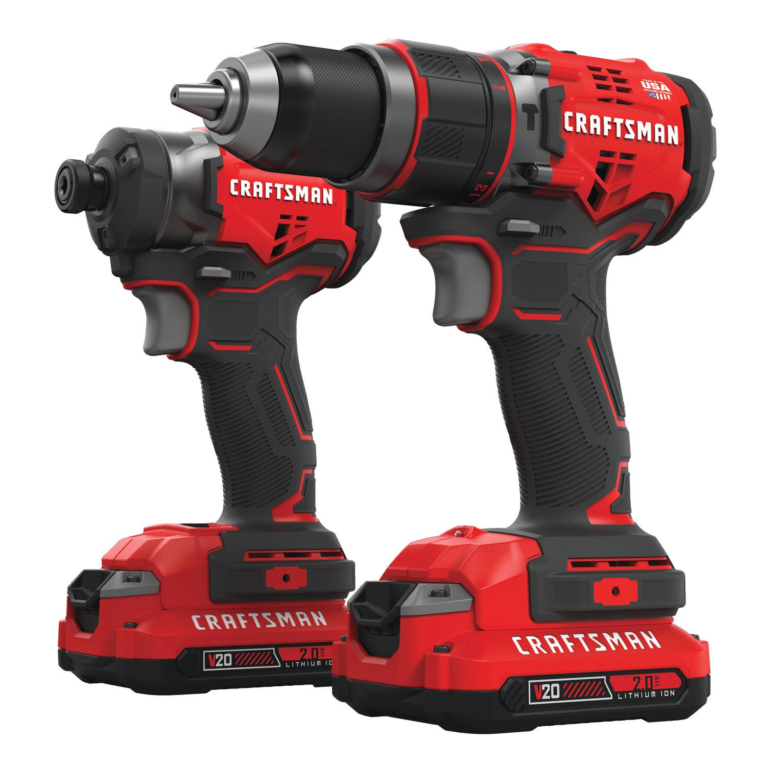 CRAFTSMAN V20 2-Tool Brushless Power Tool Combo Kit with Soft Case (2-Batteries Included and Charger Included)