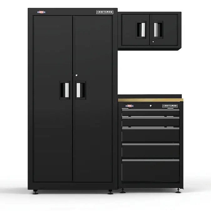 CRAFTSMAN 2-Cabinets Steel Garage Storage System in Black/Smooth (62.75-in W x 74-in H)