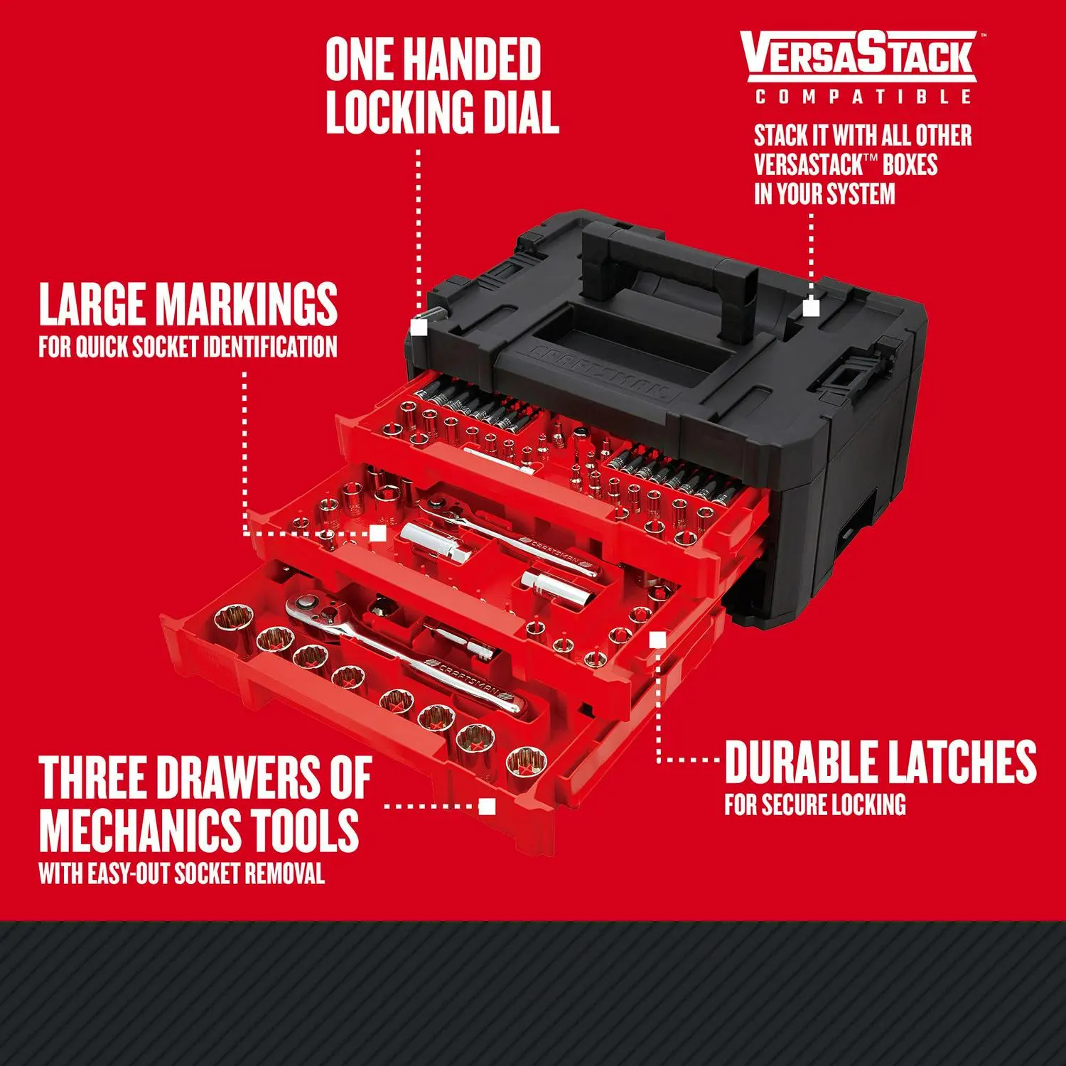 CRAFTSMAN 262-Piece Standard (SAE) and Metric Combination Polished Chrome Mechanics Tool Set with Hard Case