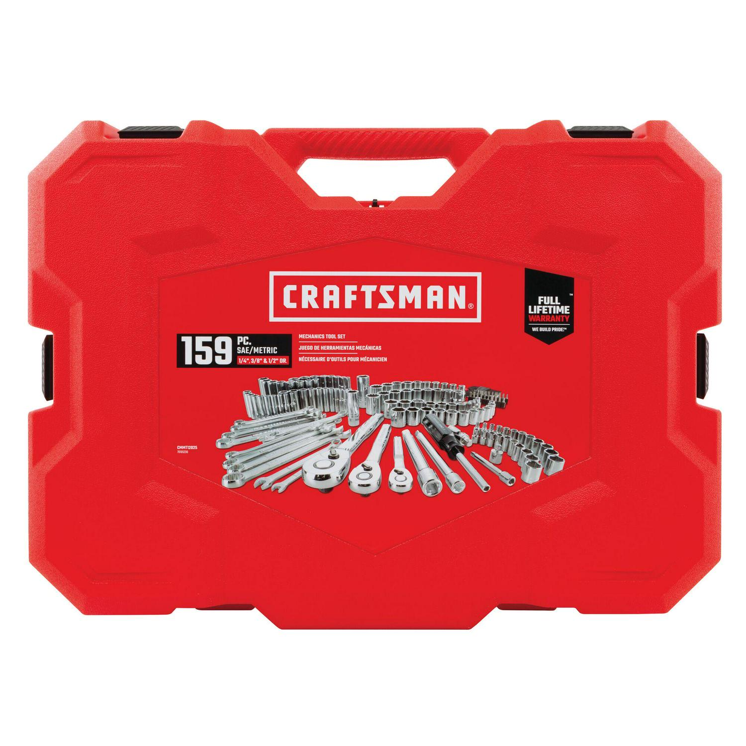 CRAFTSMAN 159-Piece Standard (SAE) and Metric Polished Chrome Mechanics Tool Set with Hard Case