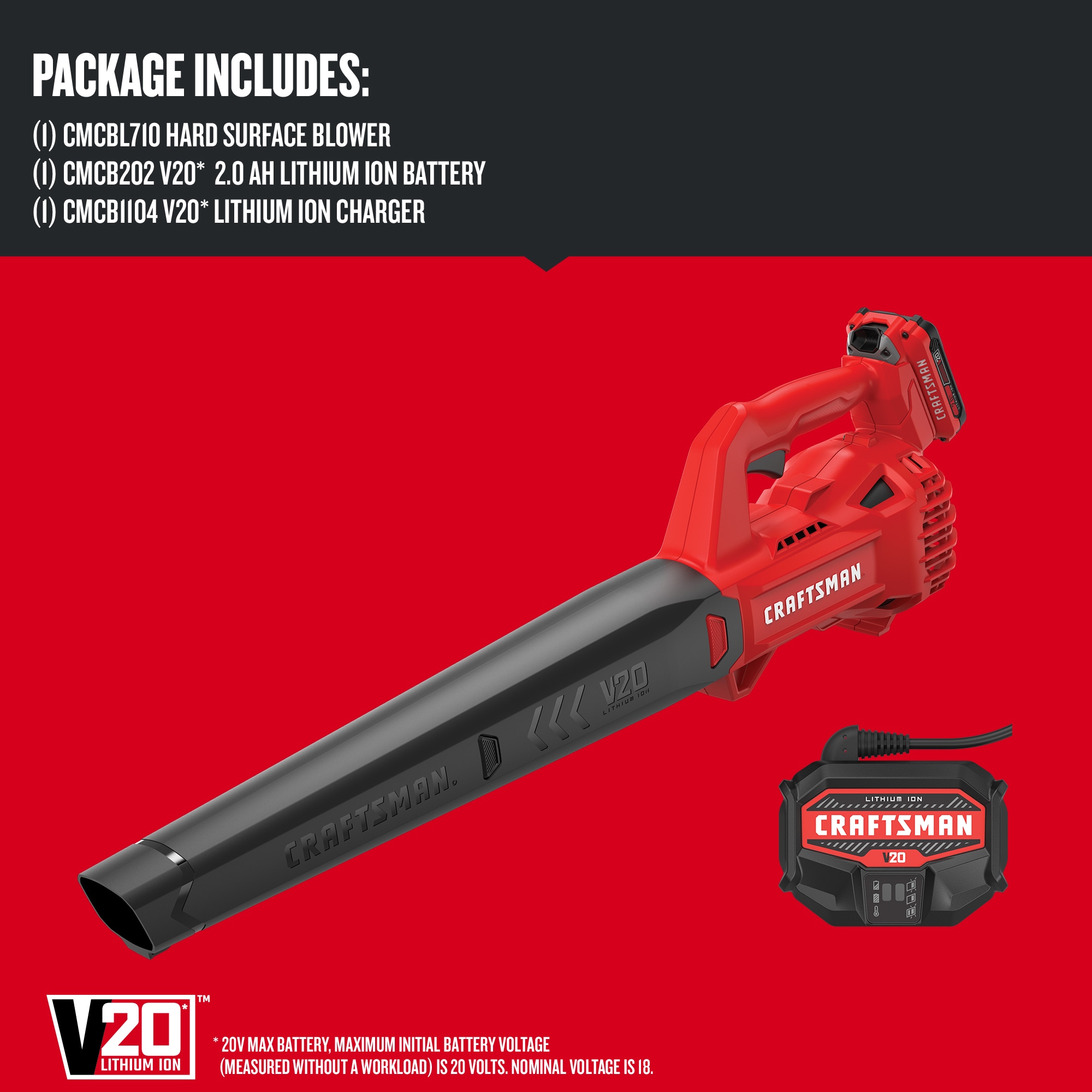 CRAFTSMAN 20-volt Max 200-CFM 90-MPH Battery Handheld Leaf Blower 2 Ah (Battery and Charger Included)