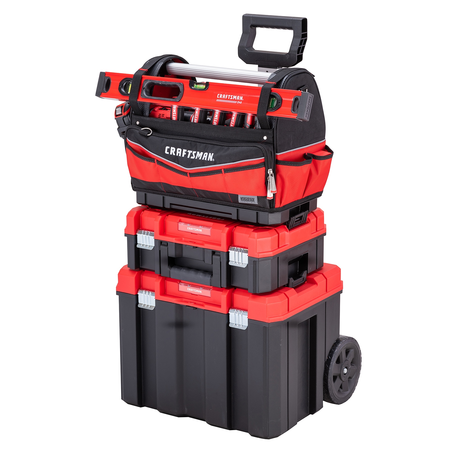 CRAFTSMAN VERSASTACK Red and Black Polyester 17-in Tool Tote