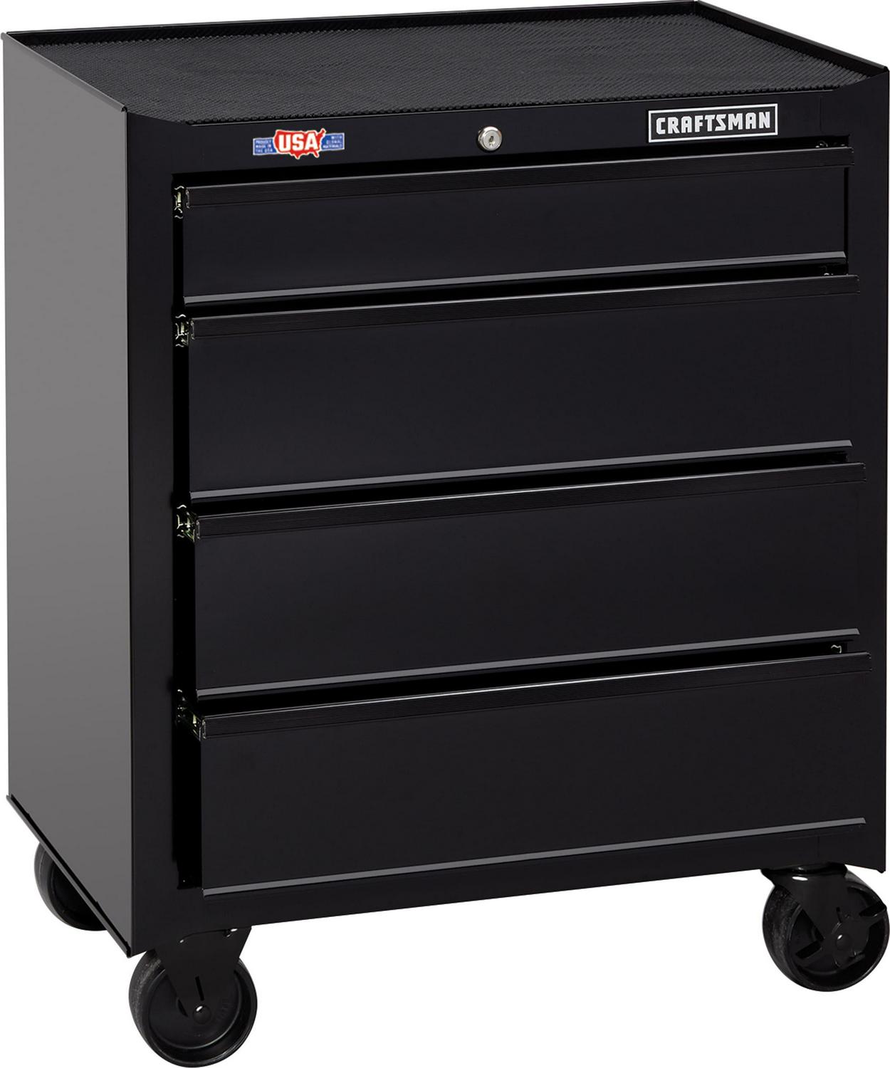 CRAFTSMAN 1000 Series 26.5-in W x 32.5-in H 4-Drawer Steel Rolling Tool Cabinet (Black)