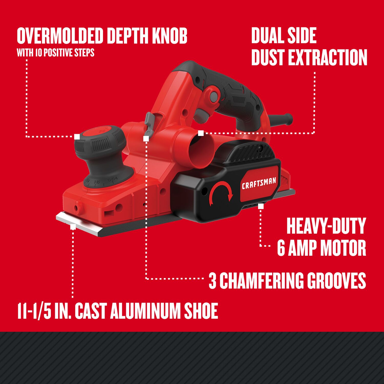 CRAFTSMAN 12.5-in W 6-Amp Handheld Planer