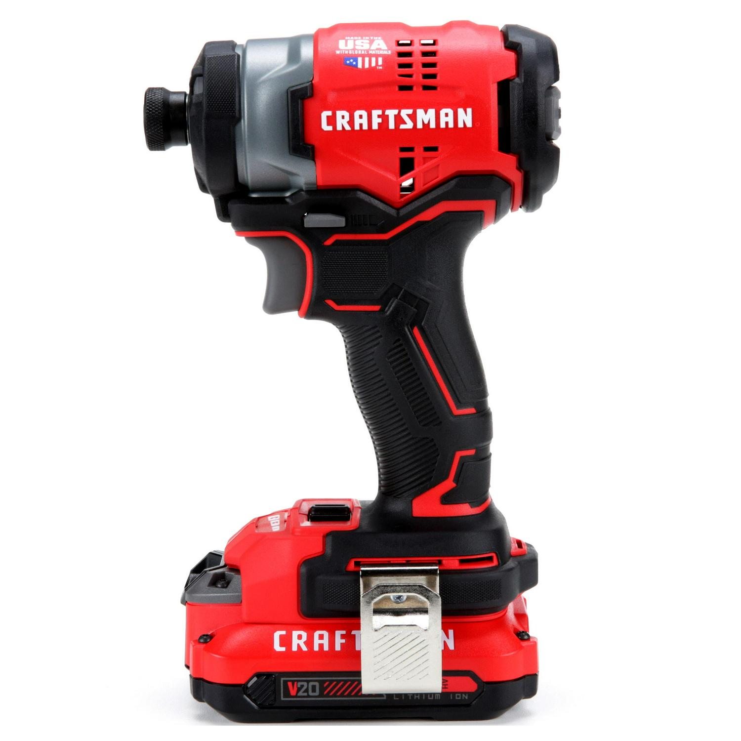 CRAFTSMAN V20 20-volt Max Brushless Cordless Impact Driver (2-Batteries Included, Charger Included and Soft Bag included)