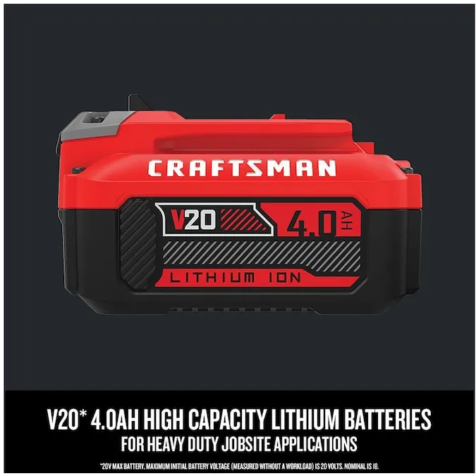 CRAFTSMAN V20 20-V 2-Pack Lithium-ion Battery and Charger (4 Ah and 2 Ah)
