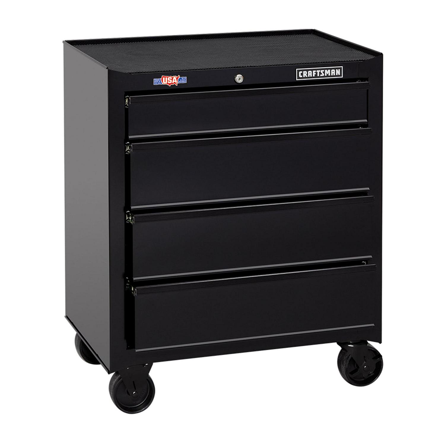 CRAFTSMAN 1000 Series 26.5-in W x 32.5-in H 4-Drawer Steel Rolling Tool Cabinet (Black)