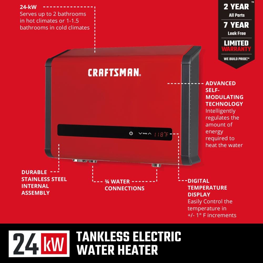 CRAFTSMAN 240-Volt 24-kW 4.8-GPM Tankless Electric Water Heater