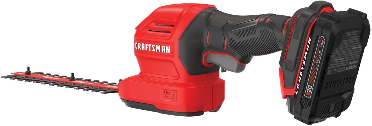 CRAFTSMAN V20 Cordless Handheld Grass Trimmer and Mini Hedge Trimmer Kit (CMCSS800C1),Red