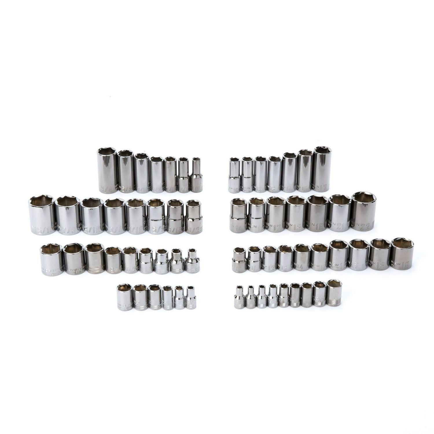 CRAFTSMAN 121-Piece Standard (SAE) and Metric Combination Gunmetal Chrome Mechanics Tool Set with Hard Case