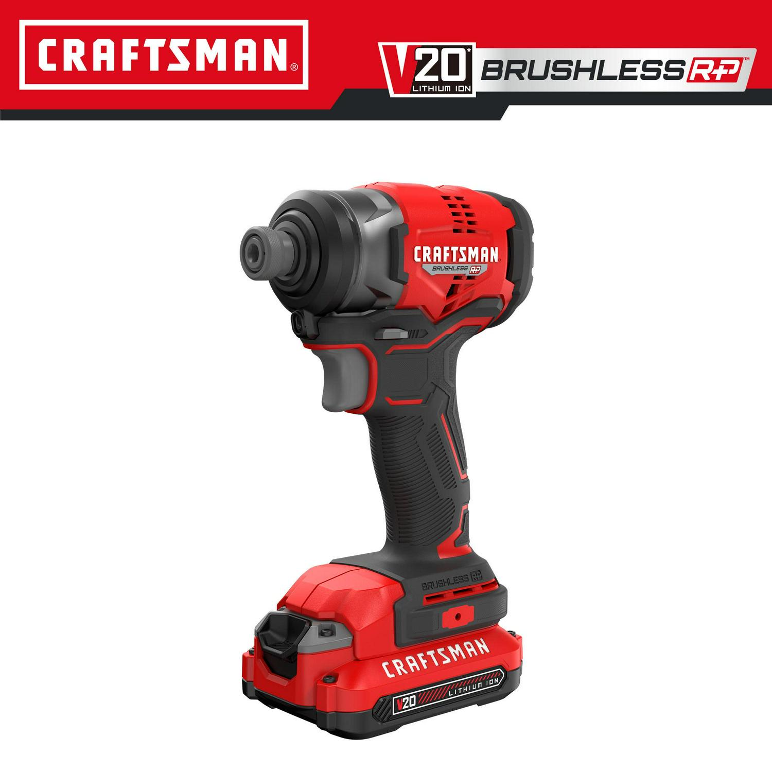 CRAFTSMAN V20 RP 20-volt Max Brushless Cordless Impact Driver (2-Batteries Included, Charger Included and Soft Bag included)
