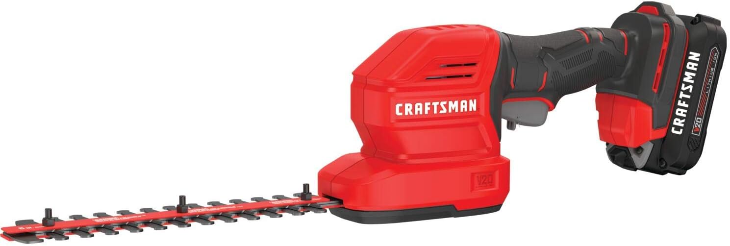 CRAFTSMAN V20 Cordless Handheld Grass Trimmer and Mini Hedge Trimmer Kit (CMCSS800C1),Red