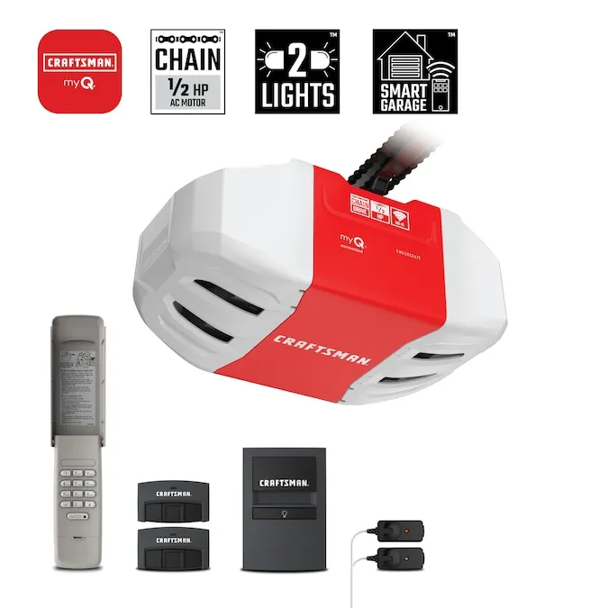 CRAFTSMAN 1/2-HP myQ Smart Chain Drive Garage Door Opener Wi-fi Compatibility