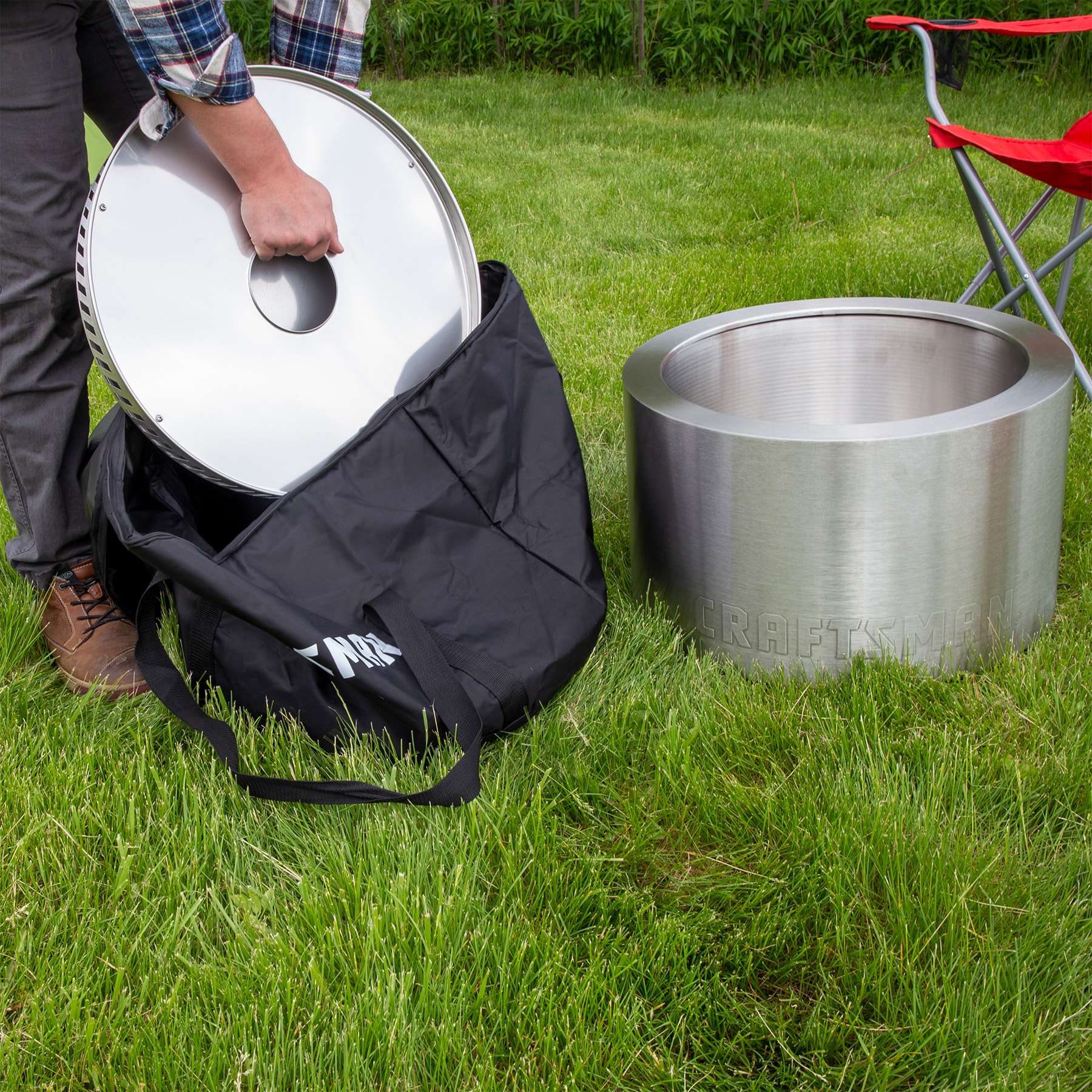 CRAFTSMAN Smokeless 19.5-in W Stainless Steel Wood-Burning Fire Pit