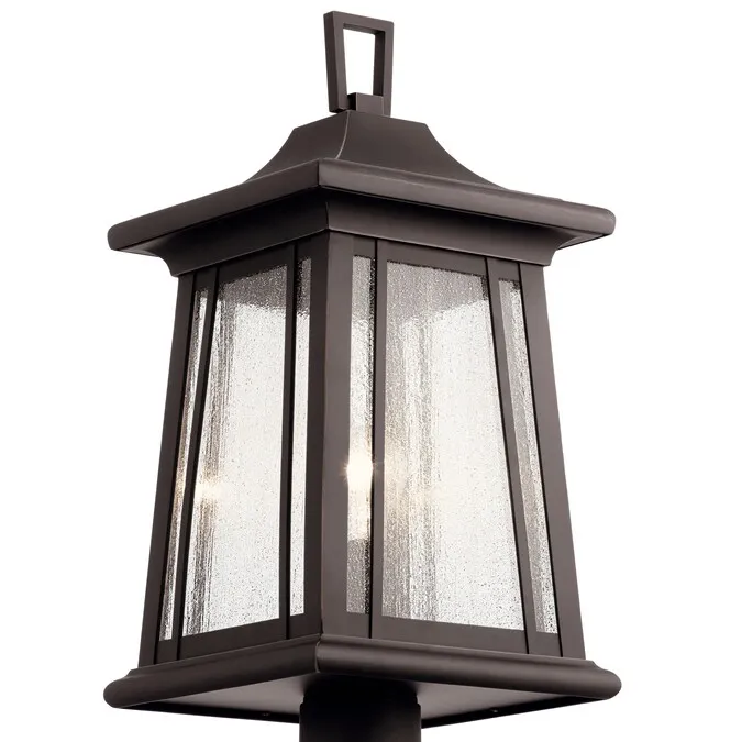 Kichler Taden 21.5-in Rubbed Bronze Craftsman Outdoor Light Post Lantern