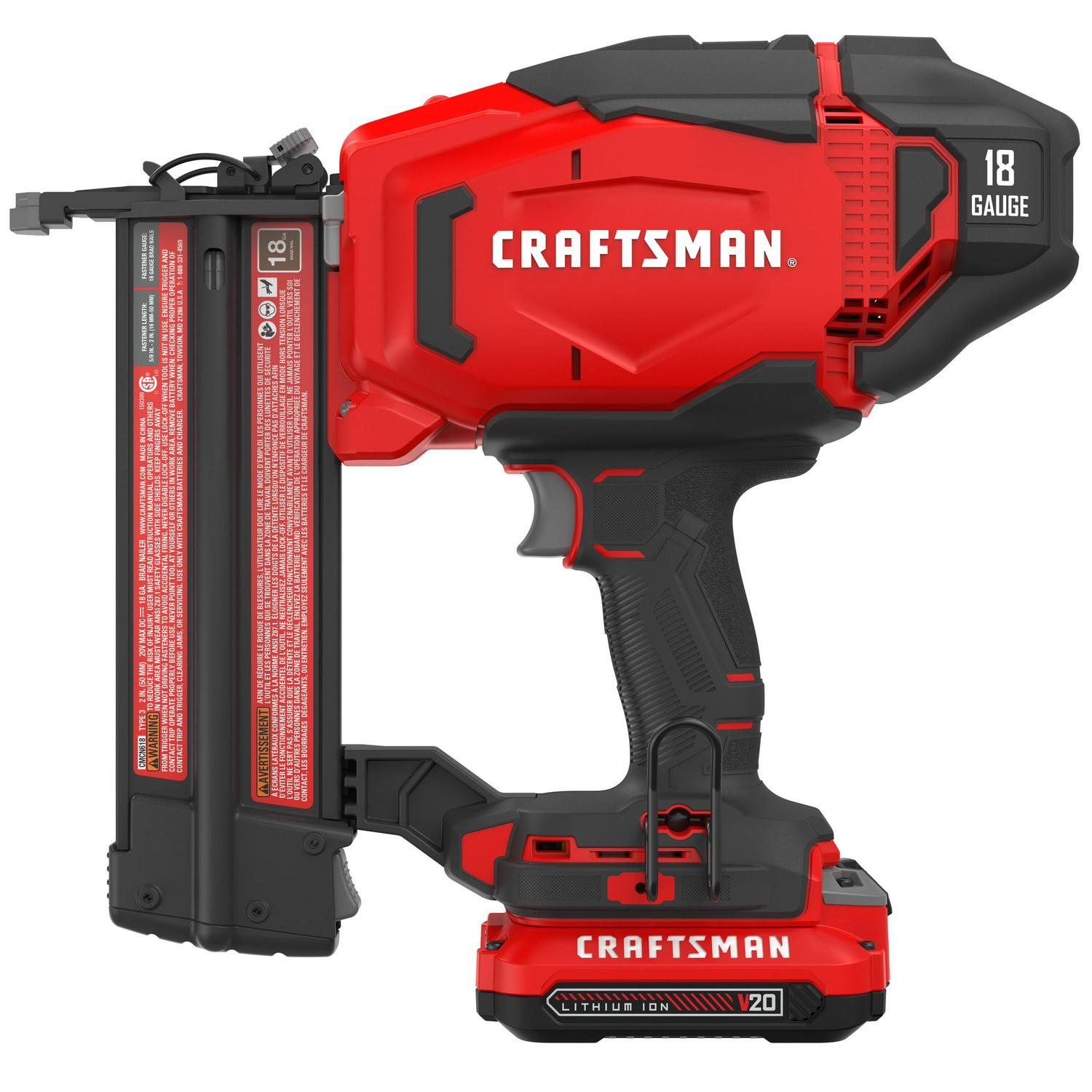 CRAFTSMAN V20 2-in 18-Gauge Cordless Brad Nailer (Battery and Charger Included)