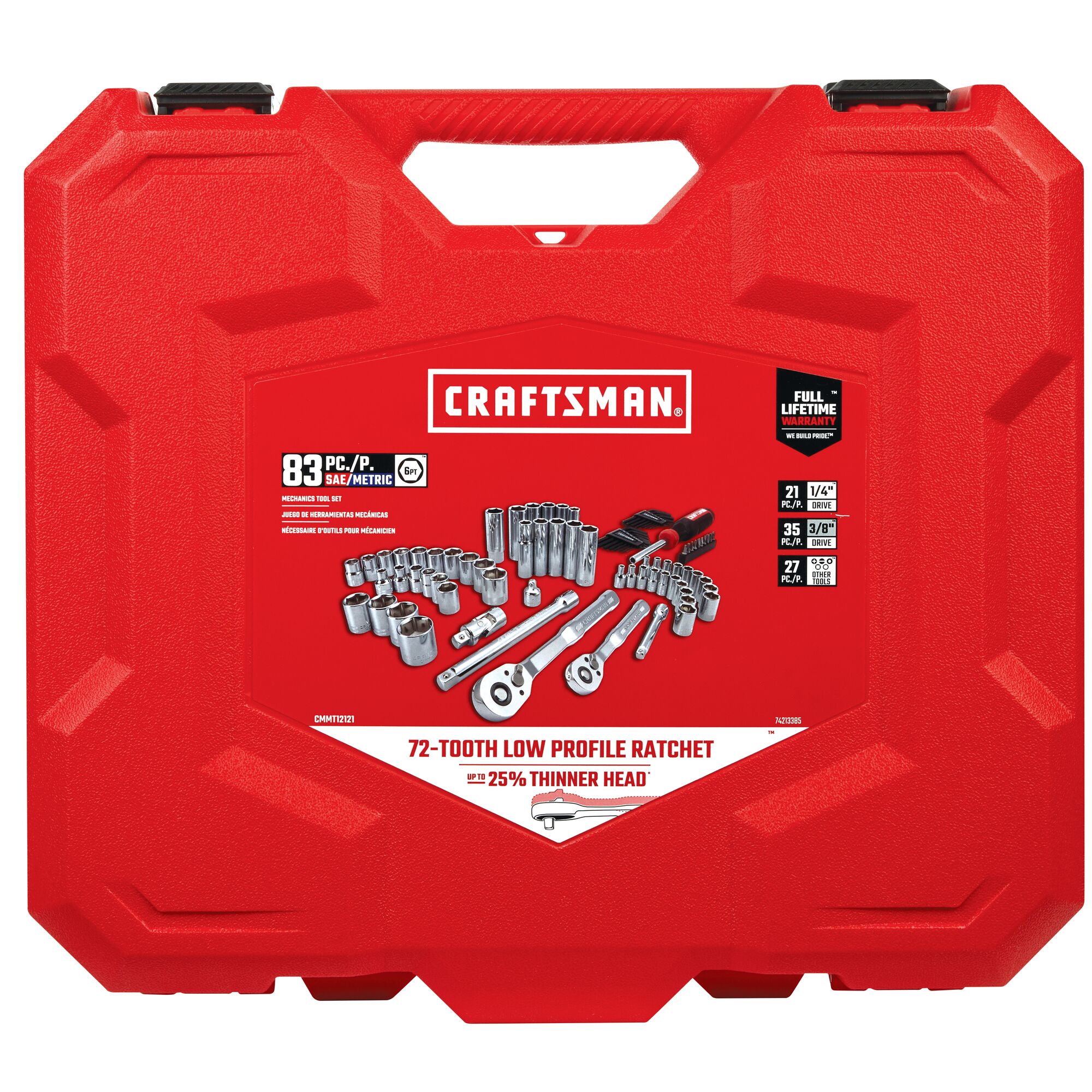 CRAFTSMAN 83-Piece Standard (SAE) and Metric Polished Chrome Mechanics Tool Set with Hard Case