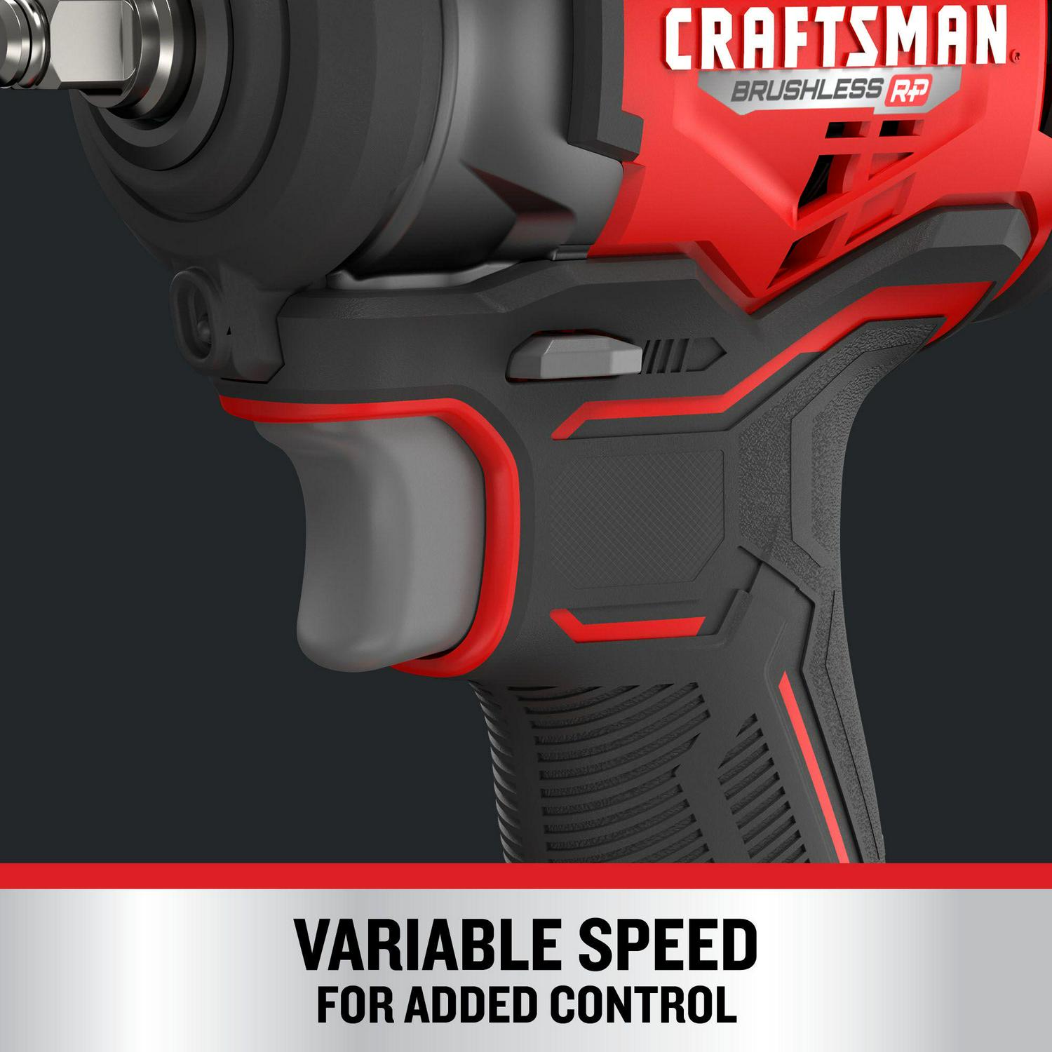 CRAFTSMAN V20 RP 20-volt Max Variable Speed Brushless 3/8-in Drive Cordless Impact Wrench (Bare Tool)