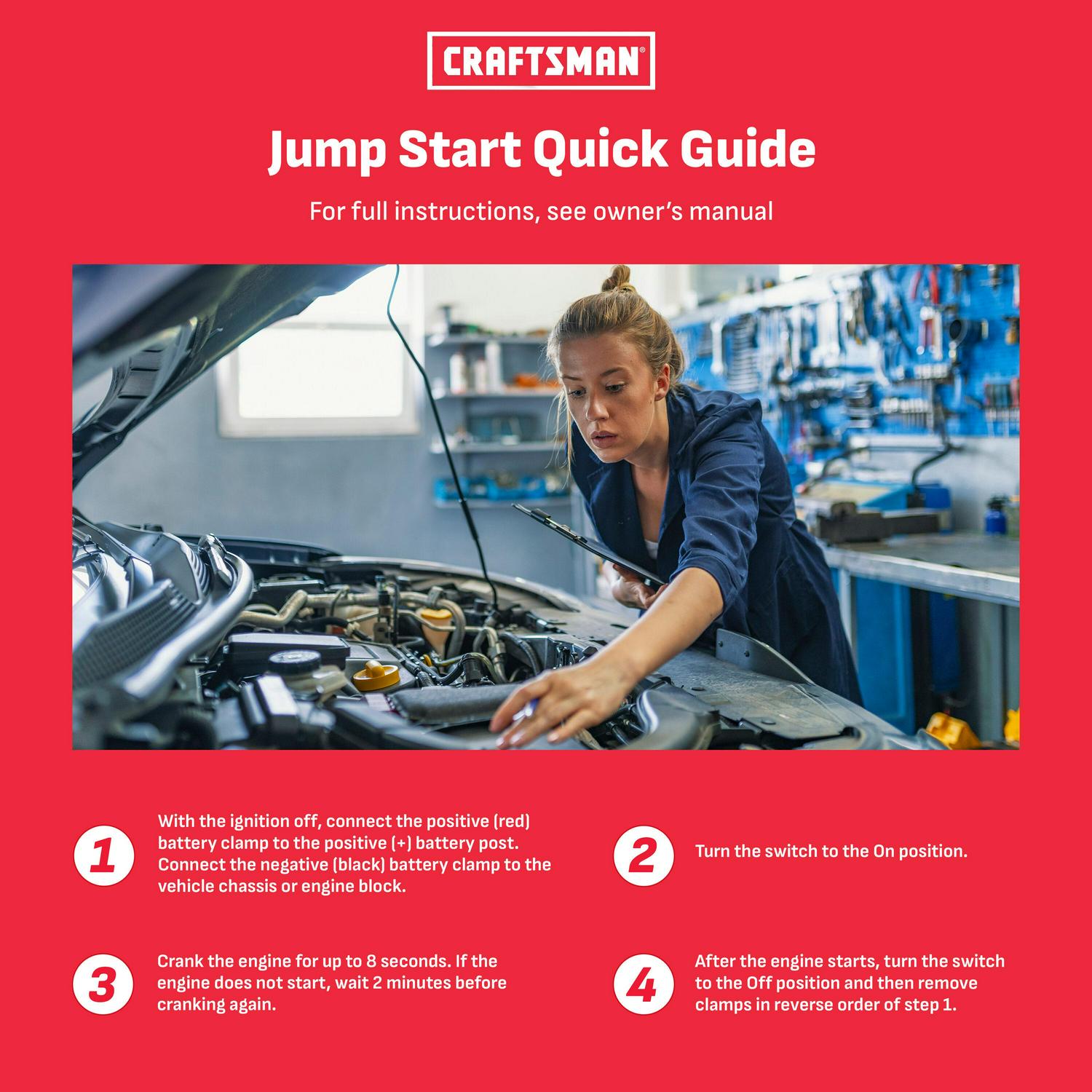 CRAFTSMAN 1200-Amp 12-Volt Portable Car Battery Jump Starter with Digital Display