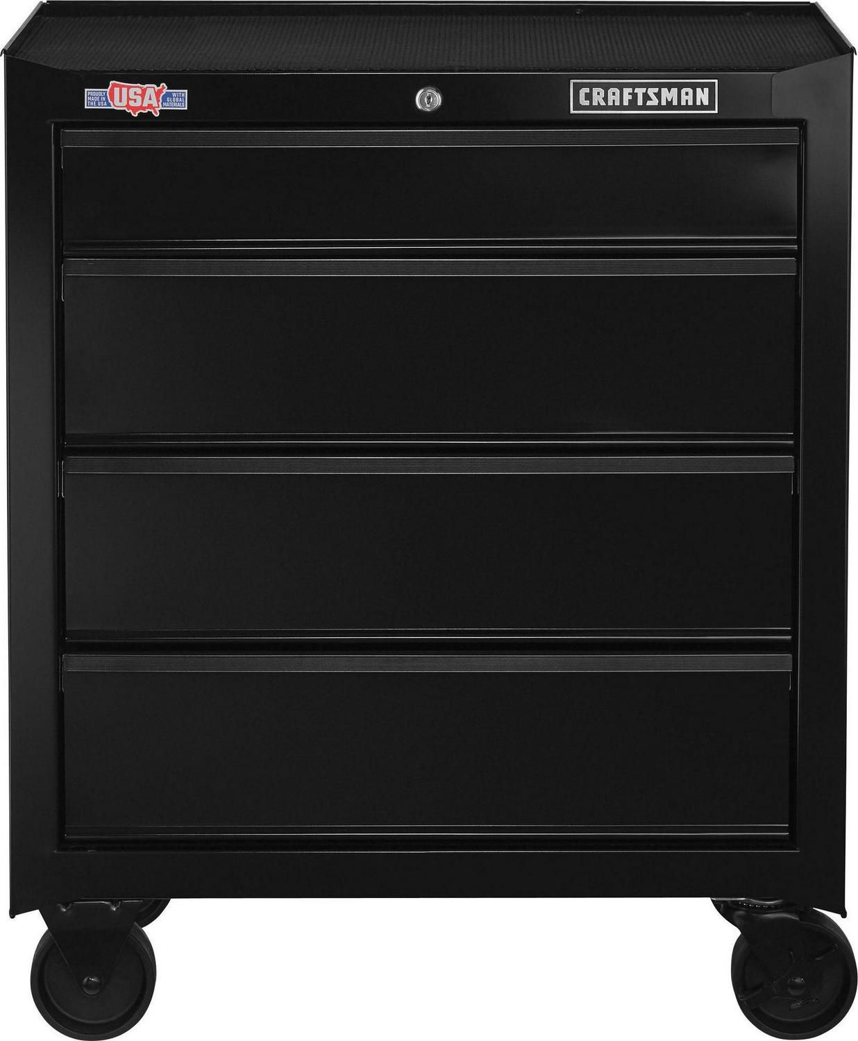 CRAFTSMAN 1000 Series 26.5-in W x 32.5-in H 4-Drawer Steel Rolling Tool Cabinet (Black)