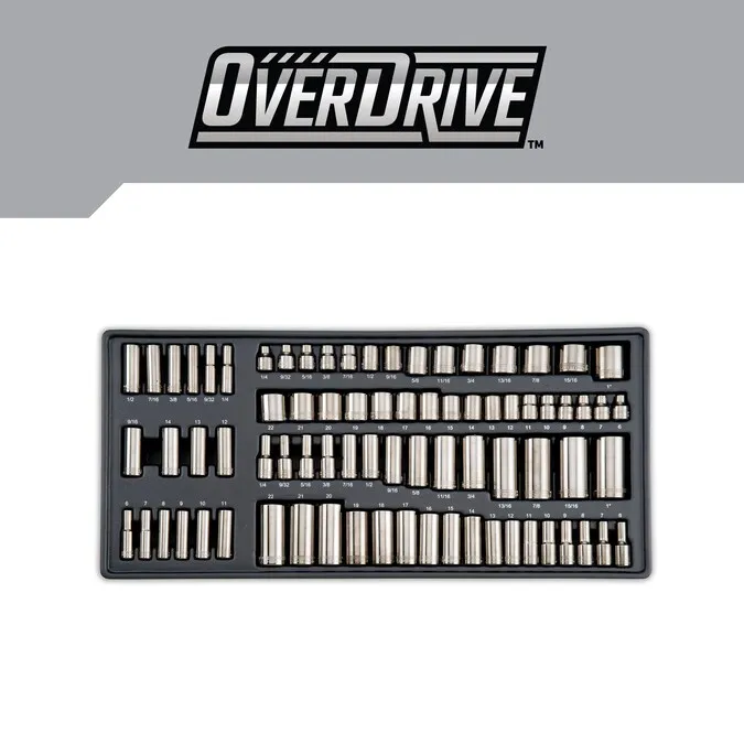 CRAFTSMAN OVERDRIVE 284-Piece Standard (SAE) and Metric Gunmetal Chrome Mechanics Tool Set with Hard Case