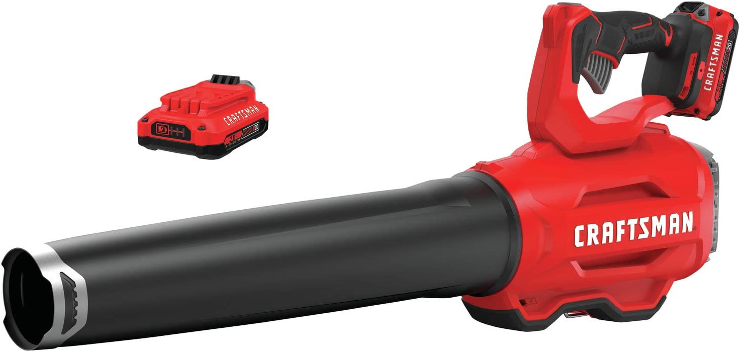 CRAFTSMAN V20 Cordless Leaf Blower, Variable Speed, Up To 100 MPH, with 2 Batteries and Charger (CMCBL720D2)