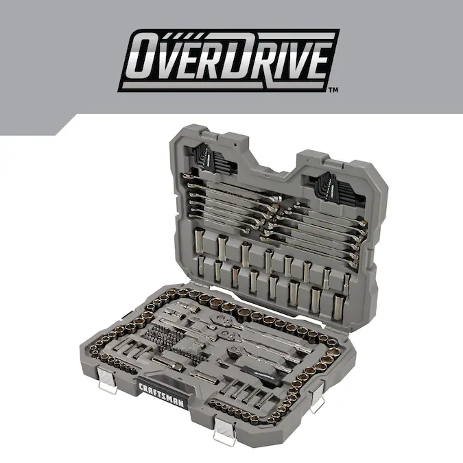 CRAFTSMAN OVERDRIVE 154-Piece Standard (SAE) and Metric Gunmetal Chrome Mechanics Tool Set with Hard Case