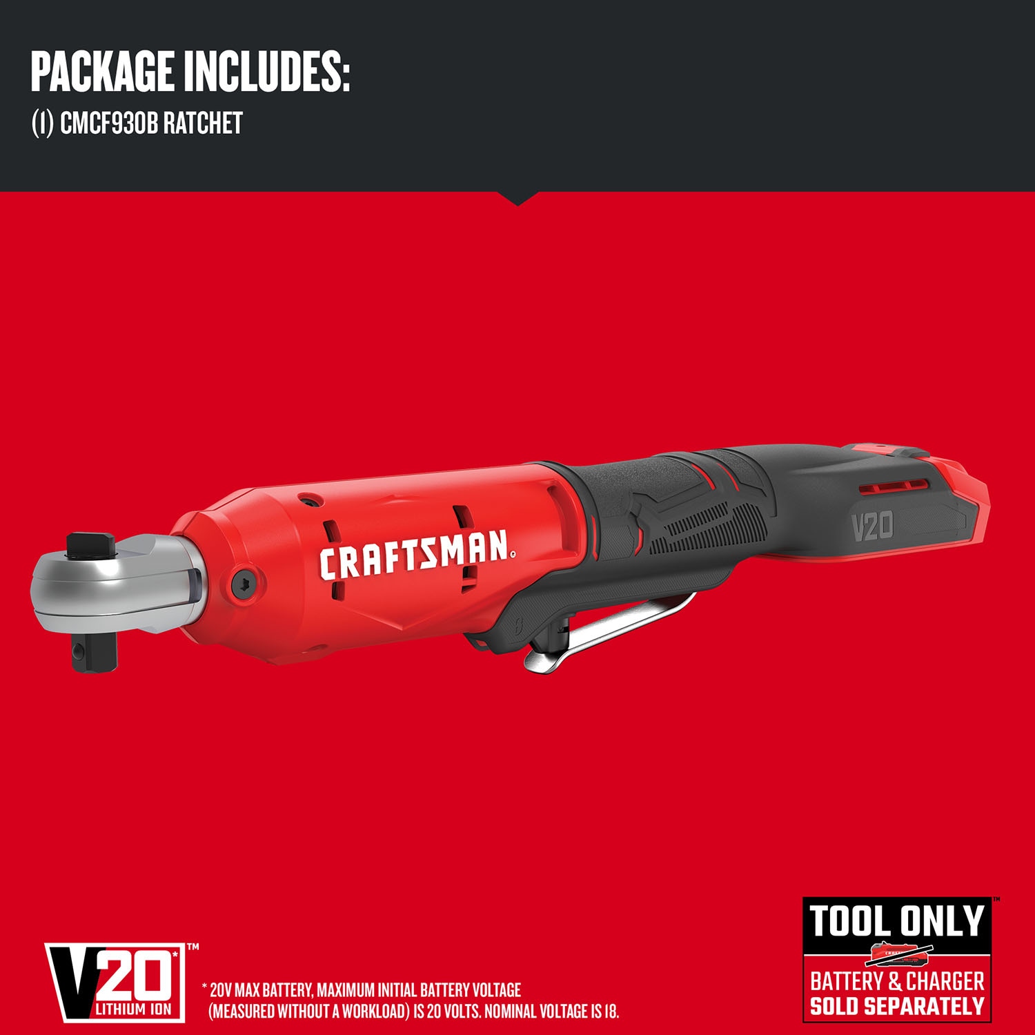 CRAFTSMAN 20-volt Max Variable Speed 3/8-in Drive Cordless Ratchet Wrench (Bare Tool)