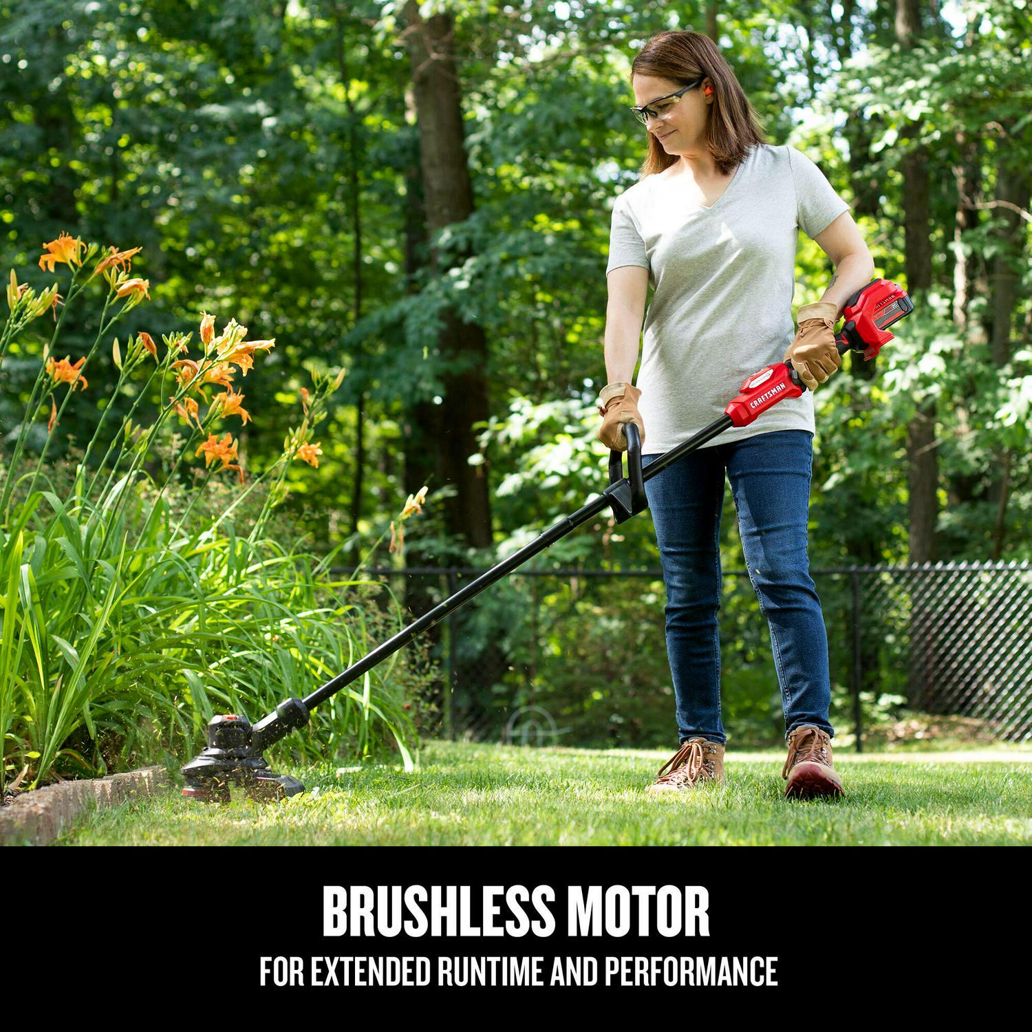 CRAFTSMAN Brushless RP 20-volt Max 13-in Straight Shaft Battery String Trimmer 5 Ah (Battery and Charger Included)
