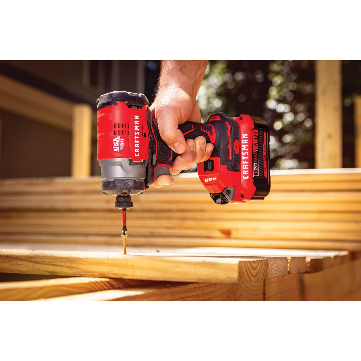 CRAFTSMAN V20 20-volt Max Brushless Cordless Impact Driver (2-Batteries Included, Charger Included and Soft Bag included)