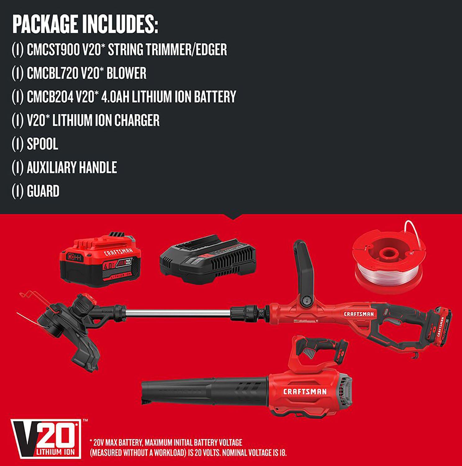 CRAFTSMAN V20 20-volt Max Cordless Battery String Trimmer and Leaf Blower Combo Kit (Battery and Charger Included)