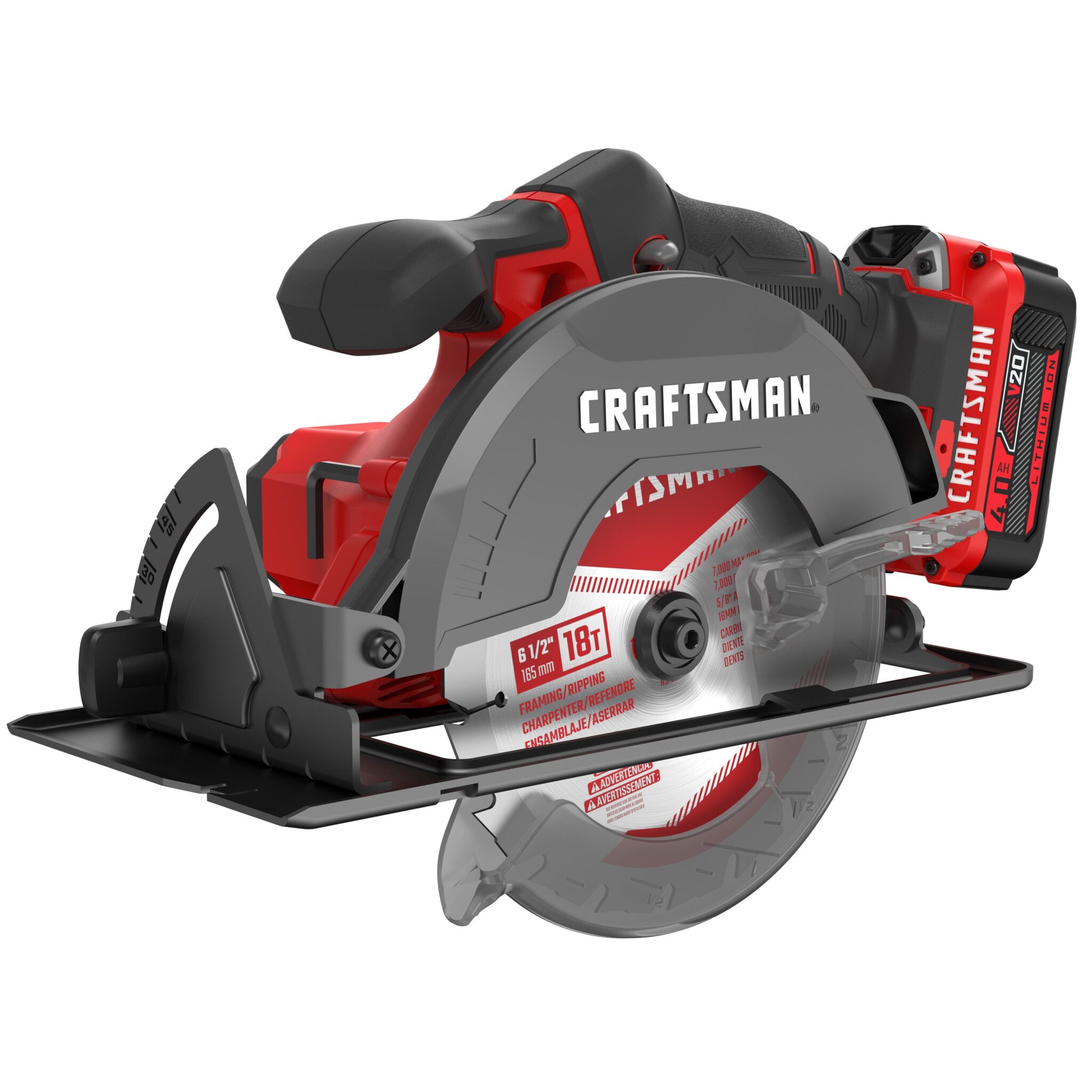 CRAFTSMAN V20 20-volt Max 6-1/2-in Cordless Circular Saw Kit Circular Saw (1-Battery and Charger Included)