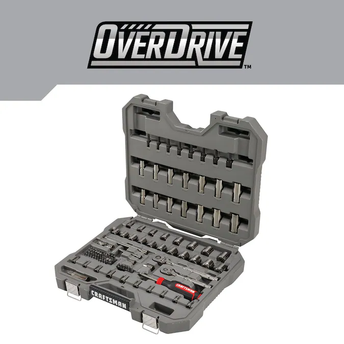 CRAFTSMAN OVERDRIVE 99-Piece Standard (SAE) and Metric Gunmetal Chrome Mechanics Tool Set with Hard Case