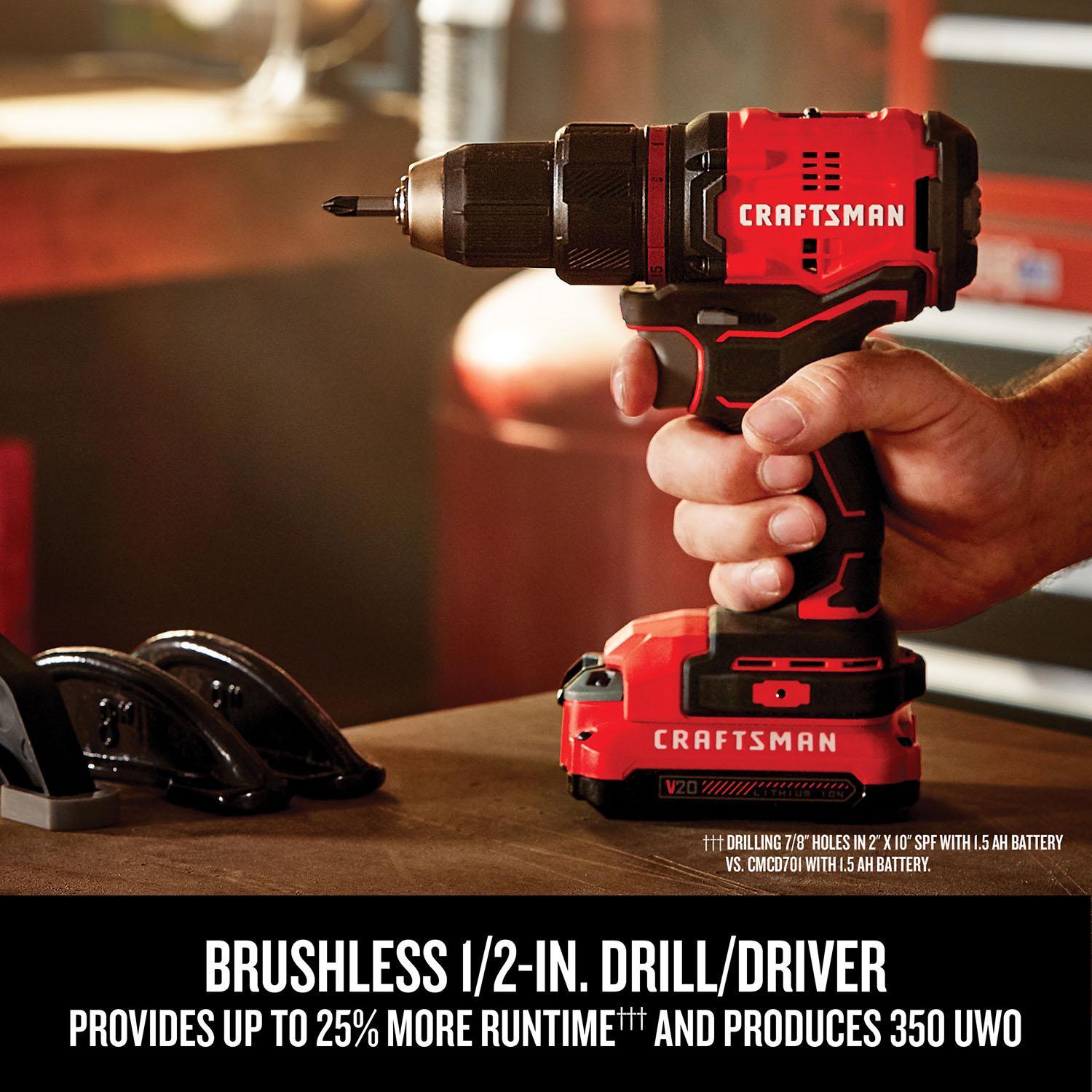 CRAFTSMAN 4-Tool Brushless Power Tool Combo Kit with Soft Case (2-Batteries Included and Charger Included)